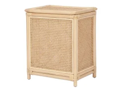 Panier à linge en rotin finition cannage avec couvercle - L. 45 x P. 33 x H. 56 cm - Naturel - CALYMA