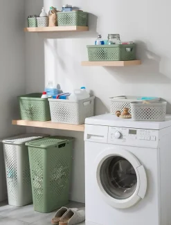 Panier à linge vert 40L en polypropylène, Sundis Pixel