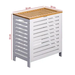 Panier de Bain MDF Bambu Blanc Marron Vêtements Rebecca Mobili