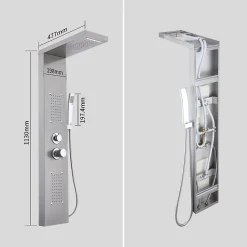 Panneau de douche Chromé en Laiton 4 en 1 Colonne de Douche Hydromassante Murale Système de Douche Multifonctionnel