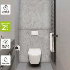 Panneau d'habillage pour bâti,support WC suspendu, 1200x1200x4 mm, finition Gris Béton, Urban Concrete KOBERT,IN