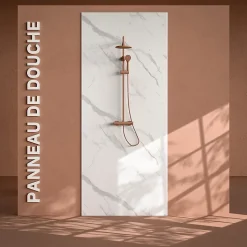 Panneau Douche PVC Marbre Calacatta - L. 240 x l. 100 x ép. 1 cm
