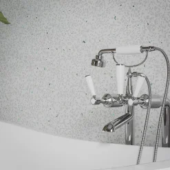 Panneau Douche PVC Terrazzo Blanc - L. 240 x l. 100 x ép. 1 cm