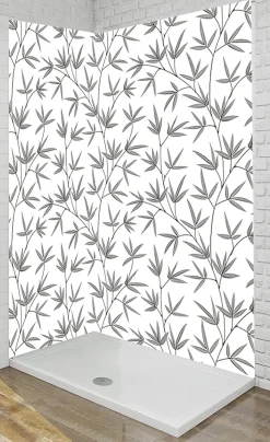 Panneau Mural Alu Douche salle de bain BAMBOU gris et blanc Panneau droite 120 cm x 210 cm Ma Nouvelle Déco