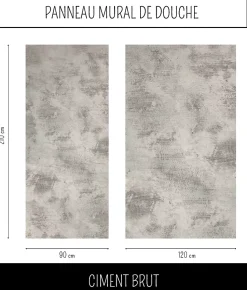 Panneau Mural Alu Douche salle de bain CIMENT Brut 120 cm x 210 cm Ma Nouvelle Déco