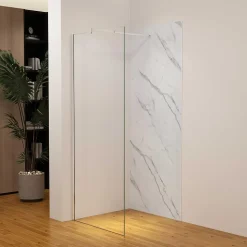 Panneau mural de douche effet blanc marbre 80 x 210 cm mural aluminium avec 1 profile - Étanche, durable et facile à nettoyer