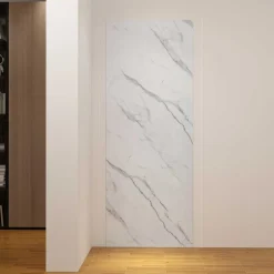Panneau mural de douche effet blanc marbre 80 x 210 cm mural aluminium avec 1 profile - Étanche, durable et facile à nettoyer