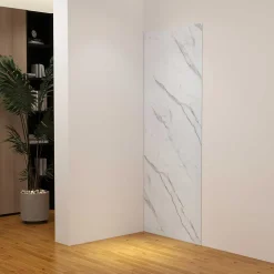 Panneau mural de douche effet blanc marbre 100 x 210 cm mural aluminium - Étanche, durable et facile à nettoyer