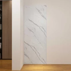 Panneau mural de douche effet blanc marbre 80 x 210 cm mural aluminium - Étanche, durable et facile à nettoyer