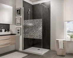 Panneau mural de salle de bains l.100 x H.210 cm, effet ardoise noire, Schulte Décodesign vendu par 2