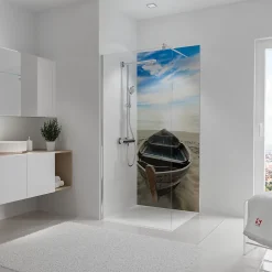 Panneau mural de salle de bains l.90 x H.210 cm, bateau en niche, Schulte DécoDesign Photo