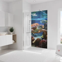 Panneau mural de salle de bain l.90 x H.210 cm, motif tortue, Schulte DécoDesign