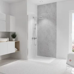Panneau mural de salle de bains l.100 x H.255 cm, effet pierre gris clair, Schulte DécoDesign