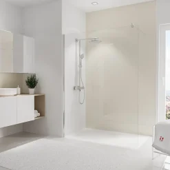 Panneau mural de salle de bains l.150 x H.255 cm, beige brillant, Schulte DécoDesign