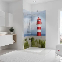 Panneau mural de salle de bains l.90 x H.210 cm, phare en angle, Schulte Décodesign photo vendu par 2