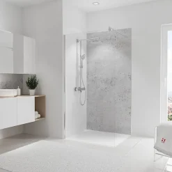 Panneau mural de salle de bains l.100 x H.210 cm, effet pierre gris clair, Schulte DécoDesign Softtouch