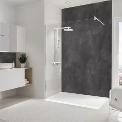 Panneau mural de salle de bain l.150 x H.255 cm, schiste anthracite, Schulte DécoDesign