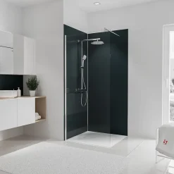 Panneau mural de salle de bains l.90 x H.210 cm, anthracite, Schulte Décodesign couleur vendu par 2