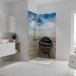 Panneau mural de salle de bains l.90 x H.210 cm, bateau en niche, Schulte Décodesign photo vendu par 2