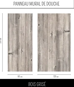 Panneau Mural Douche salle de bain BOIS Grisé 90 cm x 210 cm Ma Nouvelle Déco