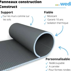 Panneaux de construction WEDI Construct, formes rondes transveral 250 x 60 x 3 cm
