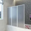 Pare baignoire à 3 volets rétractables (117x120 cm - Blanc)