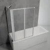 Pare baignoire à coller 2 volets + paroi de retour fixe, 89 x 75 x 120 cm, verre transparent, alu nature, Schulte