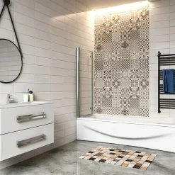 Pare baignoire 2 volet pliante et pivotant chrome - L.120 x H.140 cm en 6mm verre anticalcaire