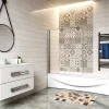 Pare baignoire 2 volet pliante et pivotant chrome - L.110 x H.140 cm en 6mm verre anticalcaire