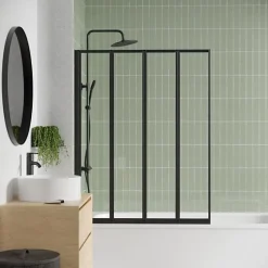 Pare Baignoire 4 volets - GELCO - LEXIA Noir - 110 x 140