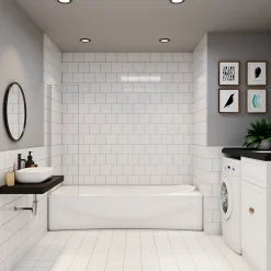 pare baignoire Argent 40x130cm,paroi fixée,5mm verre anticalcaire,style industriel et Installation réversible