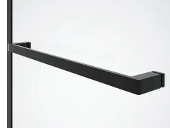Pare baignoire avec porte-serviette et retour pivotant noir mat - (70 + 30) x 140 cm - PRIMAEL