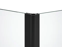Pare baignoire avec porte-serviette et retour pivotant noir mat - (70 + 30) x 140 cm - PRIMAEL