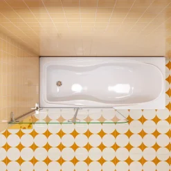 Pare baignoire chromé 2 volets - L.110 x H.140cm - 5mm verre sécurité - Pivotant et repliable 180 degré