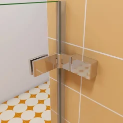 Pare baignoire chromé 2 volets - L.110 x H.140cm - 5mm verre sécurité - Pivotant et repliable 180 degré