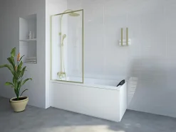 Pare baignoire doré style art déco - 80 x 140 cm - Verre trempé - BRADENTON