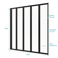 Pare baignoire Five 5 volets pivotants noir 143 x 125cm Galedo