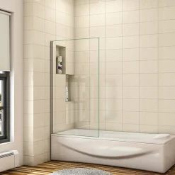 Pare baignoire fixe 1 volet chrome - L.40 x H.130 cm en 5mm verre anticalcaire