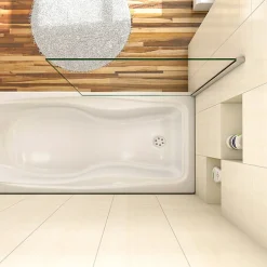 Pare baignoire fixe 1 volet chrome - L.40 x H.130 cm en 5mm verre anticalcaire