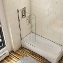 Pare baignoire fixe 1 volet chrome - L.70 x H.130 cm en 5mm verre anticalcaire