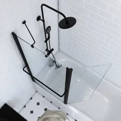 Pare baignoire Ibiza volet pivotant noir 130 x 105cm Galedo