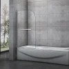 Pare baignoire L.70 x H.130cm pivotant à 180 avec 2 étagères et porte-serviette - 5mm verre sécurit - Installation réversible