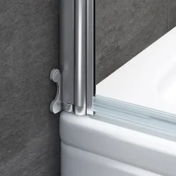 Pare baignoire L.70 x H.130cm pivotant à 180 avec 2 étagères et porte-serviette - 5mm verre sécurit - Installation réversible