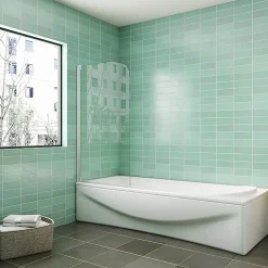 Pare baignoire L.70 x H.130cm profilé blanc écran paroi pivotante - Installation réversible - 4mm verre sécurité