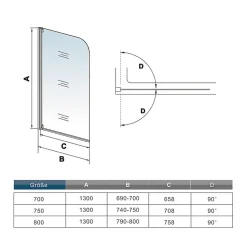 Pare baignoire L.70 x H.130cm profilé blanc écran paroi pivotante - Installation réversible - 4mm verre sécurité