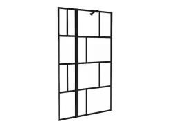 Pare baignoire noir mat au style industriel avec volet pivotant - 100 x 140 cm - OBELINI