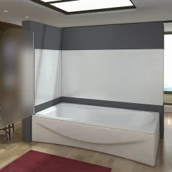 Pare baignoire pivotant - 80 x 140 cm - Verre dépoli anticalcaire 5 mm - Profilé aluminium chromé - Installation à gauche