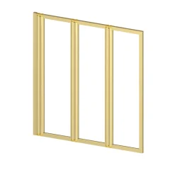 Pare baignoire Pivotant 3 Volets Or Brossé - 125x143 cm - Verre Trempé 4 mm - ZAGGY GOLD