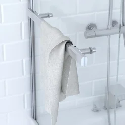 Pare baignoire Pivotant avec Porte-Serviette 85x150cm - Profilé Chrome - Verre 6mm - TSHAPE CHROMED