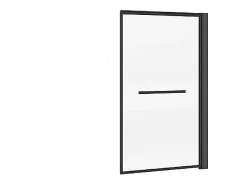 Pare baignoire pivotant et relevable avec porte serviette - Noir mat - 80 x 140 cm - VESLIRA